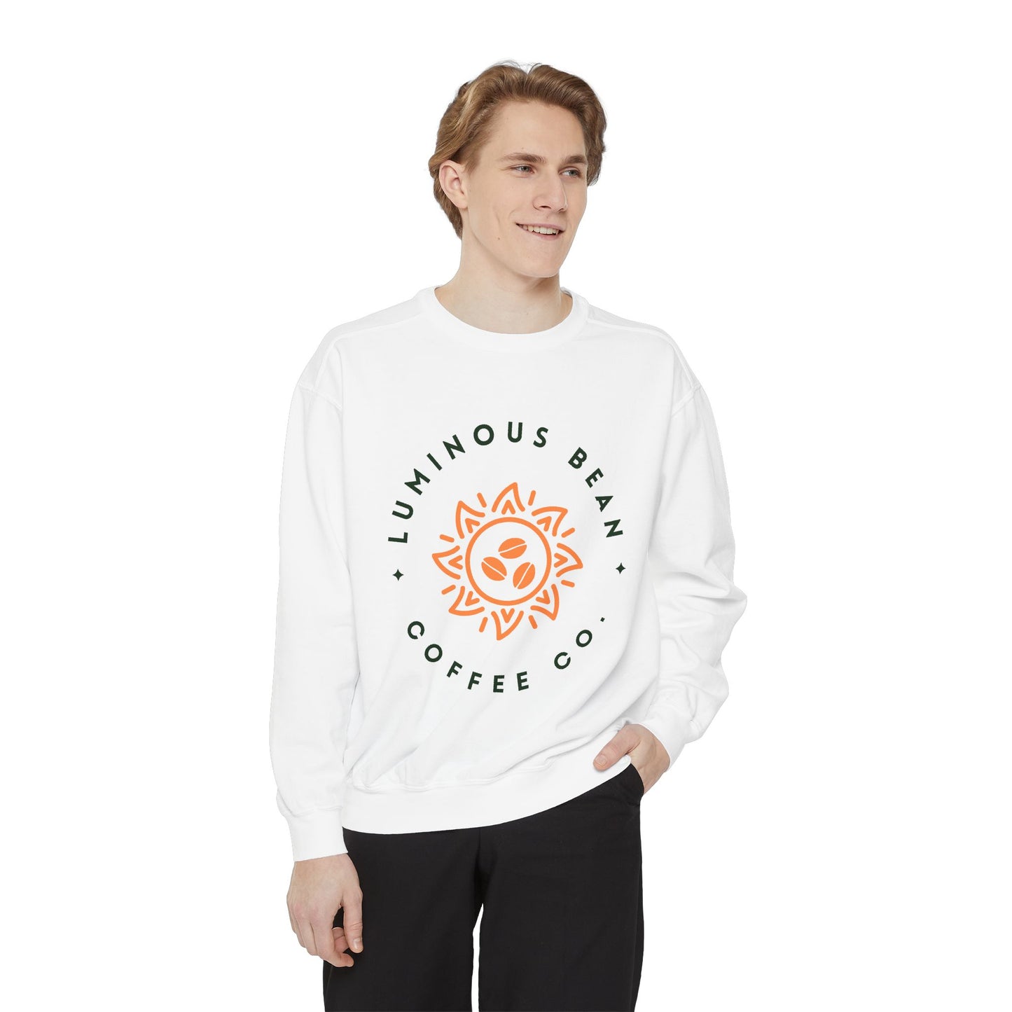 Luminous Bean Coffee Co. Garment-Dyed Unisex Sweatshirt - Cozy & Stylish Coffee Lover Apparel